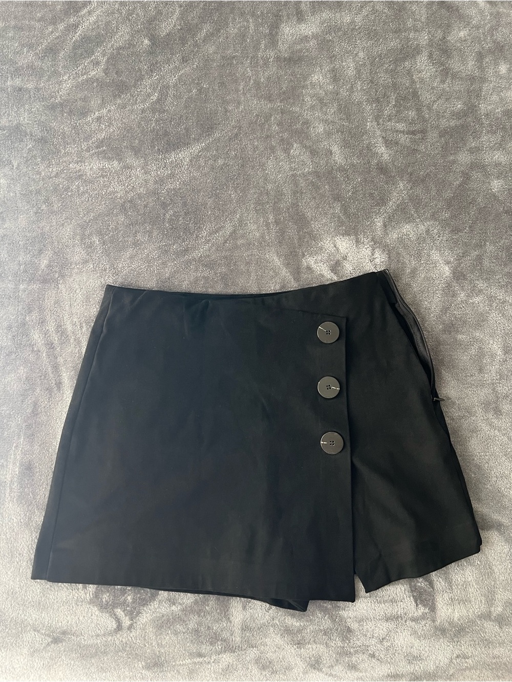 Black Button-Accent Skort
